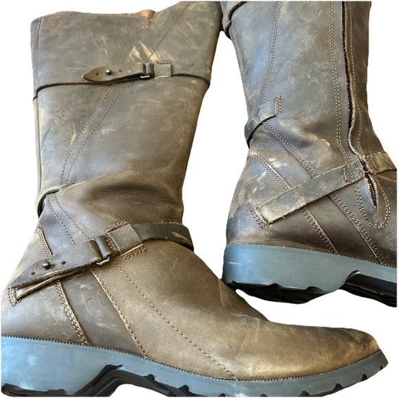 TEVA De La Vina Womens Sz 9.5 Waterproof Leather Riding Boots Brown Tall 1003011 - Picture 8 of 13
